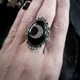 Bague gothique noire en cristal croissant de lune sorcière Vampire croissant de lune