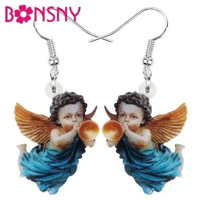 Bonsny-Boucles d'Oreilles Ange Chi ID du Jour de Léon en Acrylique Bijoux Pendants pour Femmes