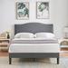 VECELO, Upholstered Platform Bed Frame with Nailhead Headboard Twin Full Queen Size Bed-Grey