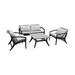 Brighton 4 Piece Outdoor Patio Seating Set in Dark Eucalyptus Wood with Grey Rope and White Cushions