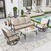 Sophia&William 5 Seat Patio Conversation Set Outdoor Swivel Chairs and Marble Table Furniture Set Beige