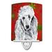 White Standard Poodle Red Snowflakes Holiday Ceramic Night Light
