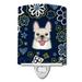 Caroline s Treasures BB5089CNL Blue Flowers French Bulldog Ceramic Night Light 6x4x3 multicolor