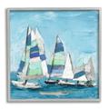 Stupell Industries Nautical Striped Sail Boats Summertime Ocean Painting Painting Gray Framed Art Print Wall Art Design by Katrina Craven