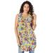 Plus Size Women's Sleeveless Angelina Tunic by Roaman's in Sunset Boho Garden (Size 32 W) Long Shirt Blouse