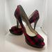 Michael Kors Shoes | Michael Koran Flannel Peep Toe Heels | Color: Black/Red | Size: 8.5