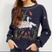 Anthropologie Tops | Anthropologie Maeve Swan Lake Embroidered Beaded Sweatshirt Size Small | Color: Blue | Size: S