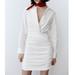 Zara Dresses | Nwt Zara Ruched Mini Shirtdress White M | Color: White | Size: M
