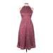 True Love Casual Dress - A-Line Halter Sleeveless: Burgundy Polka Dots Dresses - Women's Size Medium
