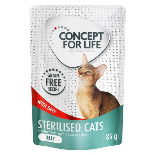 12 x 85 g Concept for Life Sterilised Cats Rind getreidefrei - in Gelee