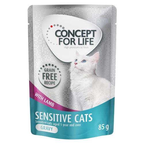 24 x 85 g Concept for Life Sensitive Cats Lamm getreidefrei – in Soße