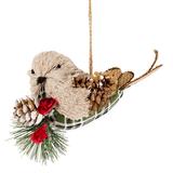 Northlight Seasonal 6.75" Left Facing Plaid Bird & Frosted Pine Needle Hanging Christmas Ornament in Brown/Green | Wayfair NORTHLIGHT SH94269
