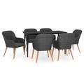 Corrigan Studio® Patio Dining Set Outdoor Dining Set Table & Chair Set for Garden Wicker/Rattan in Black | 55.1" L x 27.6" W x 29.1" H | Wayfair