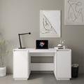 Latitude Run® Desk Computer Desk w/ Storage Cabinet for Home Office Solid Wood Pine Wood in White | 29.5 H x 55.1 W x 19.7 D in | Wayfair
