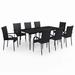 Red Barrel Studio® Rectangular 8 - Person Outdoor Dining Set Glass/Wicker/Rattan in Black | Wayfair 290BCED3B11049C594933AB85165B4B7