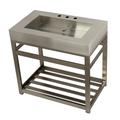 "Kingston Brass KVSP3722A8 Fauceture 37"" Stainless Steel Sink with Steel Console Sink Base, Brushed/Brushed Nickel - Kingston Brass KVSP3722A8"