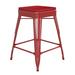 Flash Furniture CH-31320-24-RED-PL2R-GG Counter Height Backless Stool w/ Wood Seat - Steel, Red