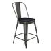 Flash Furniture ET-3534-24-COP-PL1B-GG Counter Height Commercial Bar Stool w/ Curved Back & 24" Wood Seat, Copper, Black