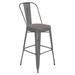 Flash Furniture ET-3534-30-SIL-PL1G-GG Counter Height Commercial Bar Stool w/ Curved Back & 30" Wood Seat, Silver