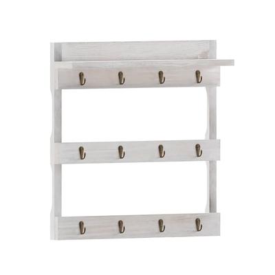 Flash Furniture HFKHD-GDI-CRE8-032315-GG 20" Wall Mount Mug Rack Organizer w/ Upper Storage Shelf, Pine Wood, White