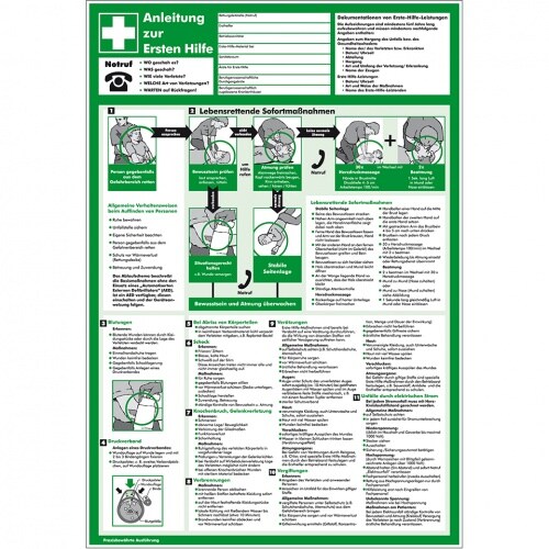 Schild I Aushang Anleitung zur Ersten Hilfe, praxisbewährt, Kunststoff, 395x575mm Image