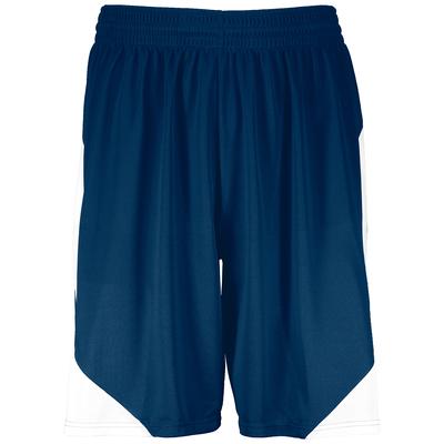 Augusta Sportswear 1734 Youth Step-Back Basketball Shorts in Navy Blue/White size Large | Polyester