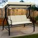 Freeport Park® Hartness 3-person metal porch swing w/ removable mat & convertible canopy Metal | 68.89 H x 82.67 W x 31.88 D in | Wayfair