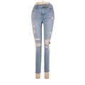 Express Jeans Jeans - Mid/Reg Rise Skinny Leg Denim: Blue Bottoms - Women's Size 00 - Medium Wash