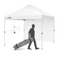 EAGLE PEAK 10' x 10' Professional Commercial Pop Up Canopy Tent Instant MarketPlace Outdoor Canopy Easy Set-up Folding Shelter w/Zipper Attach Sunwall and 100 Sq Ft of Shade (White)