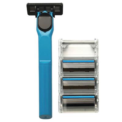 SHAVEMEBABY Set: Designgriff mit 4 Klingen blau Image