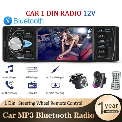 Autoradio Stéréo avec Commande au Volant 1DIN 5 Régulations 3 Bluetooth FM USB 4.1 Pouces