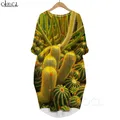 CLOOCL-Robe décontractée à motif de plantes vertes pour femmes robe imprimée en 3D robe à manches