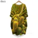 CLOOCL-Robe décontractée à motif de plantes vertes pour femmes robe imprimée en 3D robe à manches