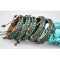 Lot de 5 bracelets en cuir de chanvre pour hommes ajustable vert