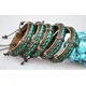 Lot de 5 bracelets en cuir de chanvre pour hommes ajustable vert