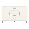 Buffet bas style rétro 2 placards 4 tiroirs beige