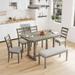 6-Piece Rubber Wood Dining Table Set with Beautiful Wood Grain Pattern Tabletop Solid Wood Veneer and Soft Cushion