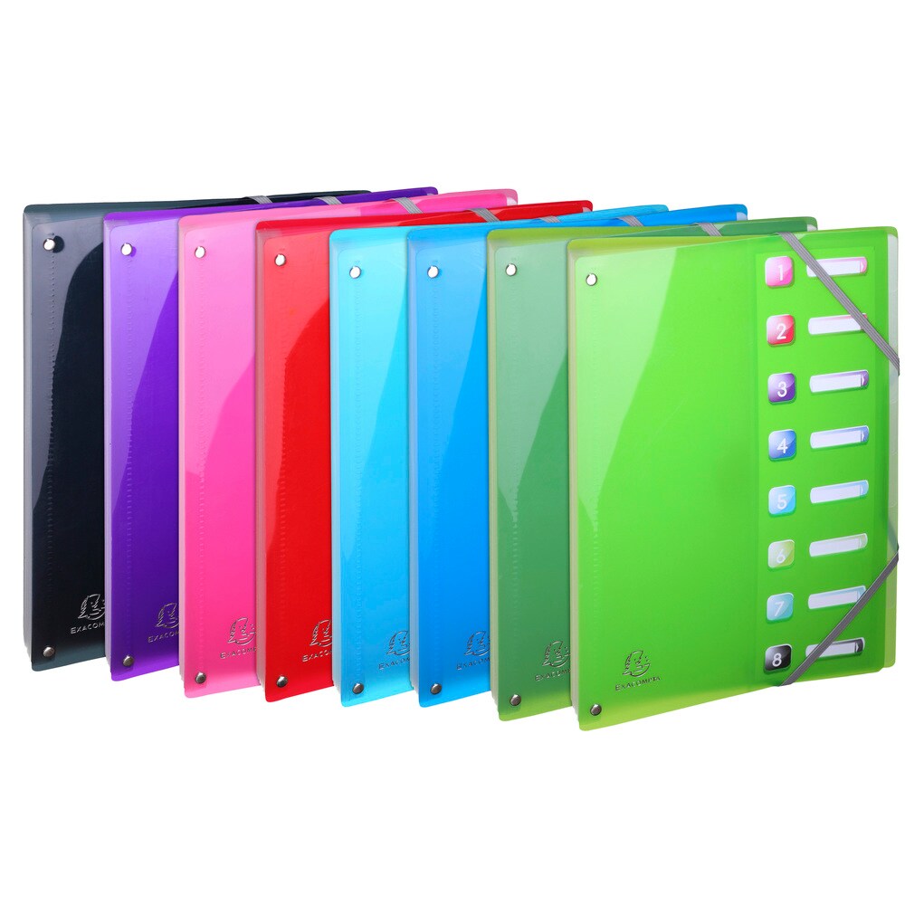 Exacompta Eckspann-Ordnungsmappen aus PP mit dehnbarem Rücken, 8 Fächer, für DIN A4 - Iderama Image