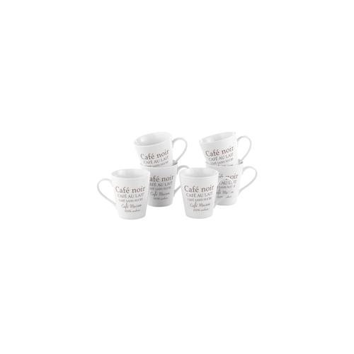 6 Kaffeebecher FAKT im Set, Inhalt: 0,25 Liter aus weißem Porzellan mit braunem