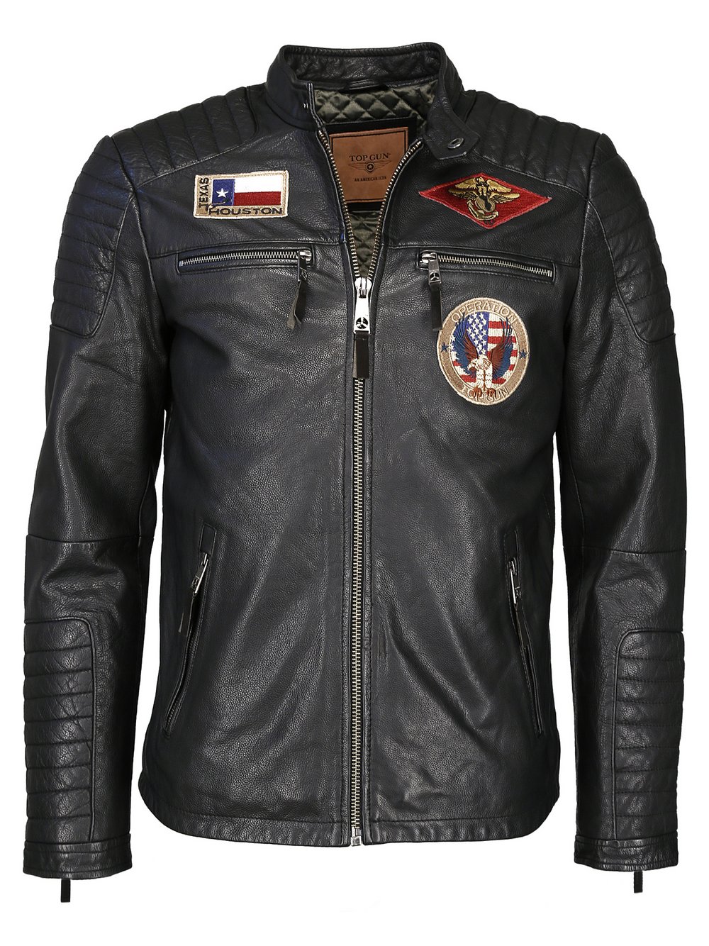 Topgun Lederjacke Herren schwarz, S