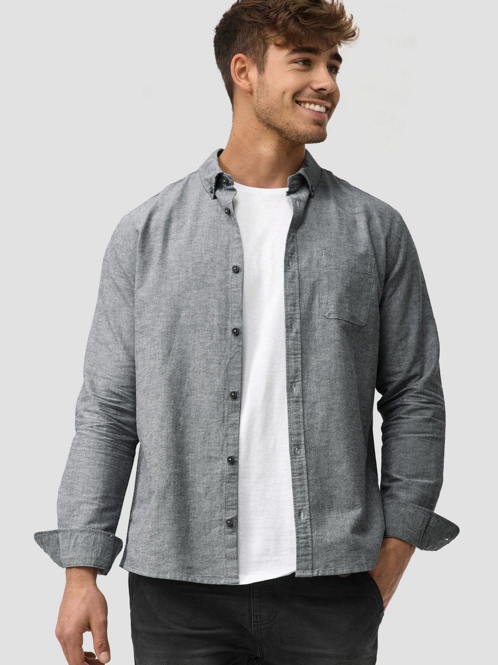 Indicode Hemd Langarm Herren Regular Fit Baumwolle schwarz, S Image