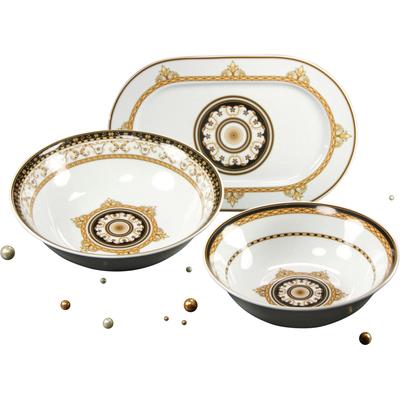 Servier-Set CREATABLE "Majestosa", weiß (weiß, goldfarben, schwarz), Porzellan, Servierplatten, Dekor schwarz abgesetzt Image