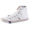 Sneaker MUSTANG SHOES, Damen, Gr. 45, weiß, Textil, Lederimitat, sportlich, Schuhe, High Top-Sneaker, Schnürschuh mit Label in der Laufsohle