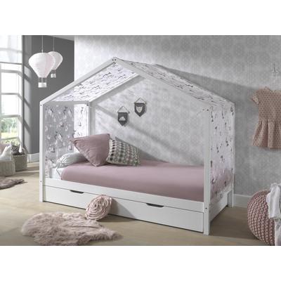 Hausbett VIPACK "Dallas", weiß, B:97cm H:170cm L:210cm, Boden Bettschublade Hartfaser, Textilhimmel 100% Polyester, Betten, wahlweise mit Bettschublade oder Textilhimmel, Ausf. natur oder weiß Image