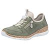 Slip-On Sneaker RIEKER, Damen, Gr. 42, grün (schilfgrün), Lederimitat, Textil, sportlich, Schuhe Sneaker, Schnürschuh, Halbschuh, Slipper mit leichter Laufsohle, Topseller