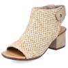 Sandalette RIEKER, Damen, Gr. 37, beige (sand), Textil, elegant, Schuhe Schaftsandale Sandalette, Sommerschuh, Sandalette, Blockabsatz, in modischer Flecht-Optik