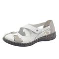 Slipper RIEKER Gr. 40, grau (weiß, grau) Damen Schuhe Rieker Spangenschuh, Schlupfschuh, Komfortschuh mit Klettverschluss Bestseller