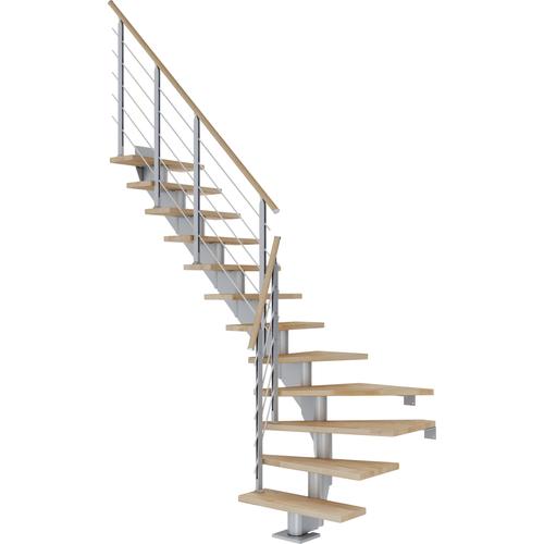 „DOLLE Mittelholmtreppe „“Hamburg““ Treppen Gr. 1/4 gewendelt, grau (perlgrau) Treppen“