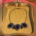 J. Crew Jewelry | Gorgeous “J. Crew” Bib Necklace,Bronze,Large Oval Black Stones/Purple Crystals | Color: Black/Purple | Size: Os