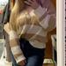 American Eagle Outfitters Tops | American Eagle Outfitters V Neck Striped Sweater | Color: Cream/Tan | Size: S
